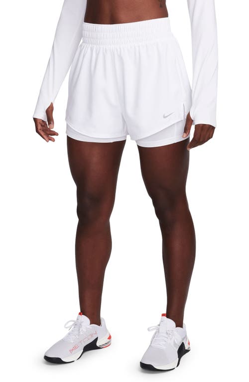 Nike Dri-fit High Waist Shorts In White/reflective Silver