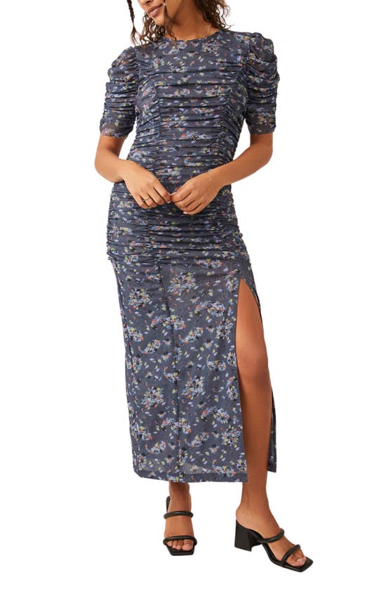 Free People Briella Ruched Dress In Navy