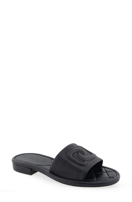 Shop Aerosoles Jilda Slide Sandal In Black Leather