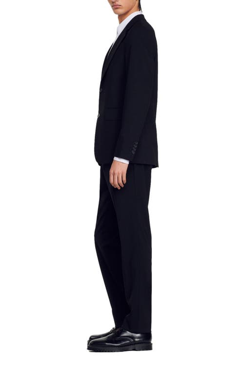 Sandro Virgin Wool Suit Jacket In Black
