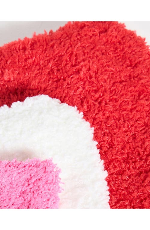 Stems Plush Cozy Ankle Socks 3-pack In Red/ivory/fuchsia