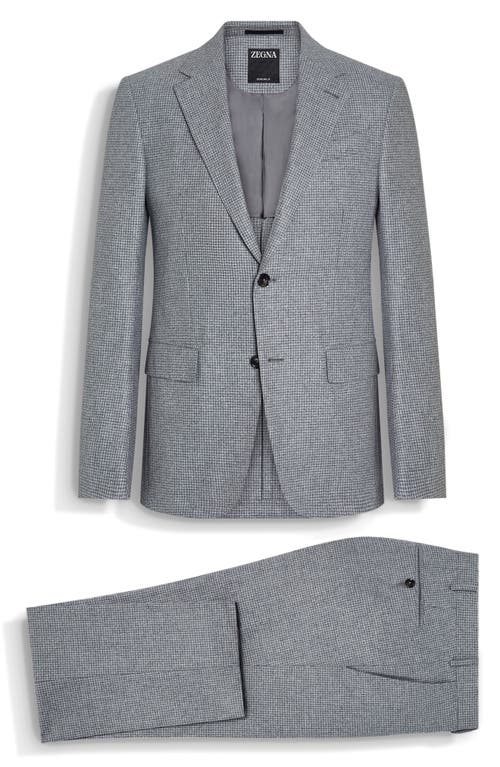 Shop Zegna 15milmil15 Brushed Mini Houndstooth Wool Blend Suit In Grey