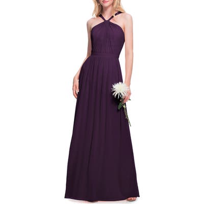 #levkoff Halter Neck Chiffon Gown, Purple