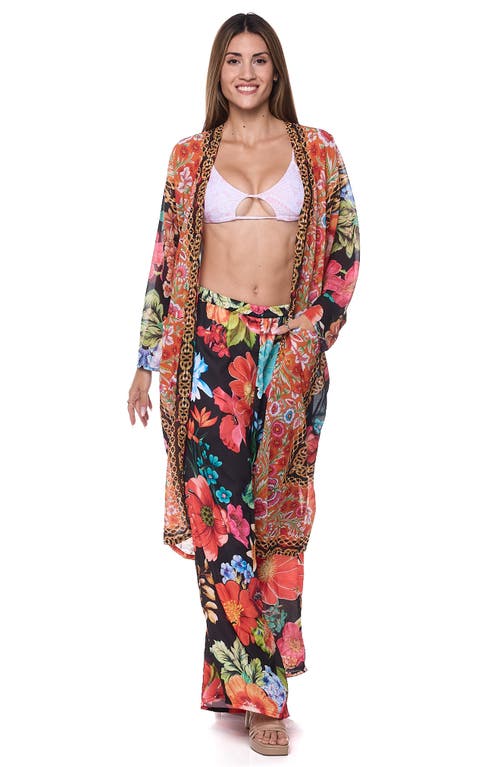 Ranee's Ranees Tie Waist Longline Cover-up Cape In Black