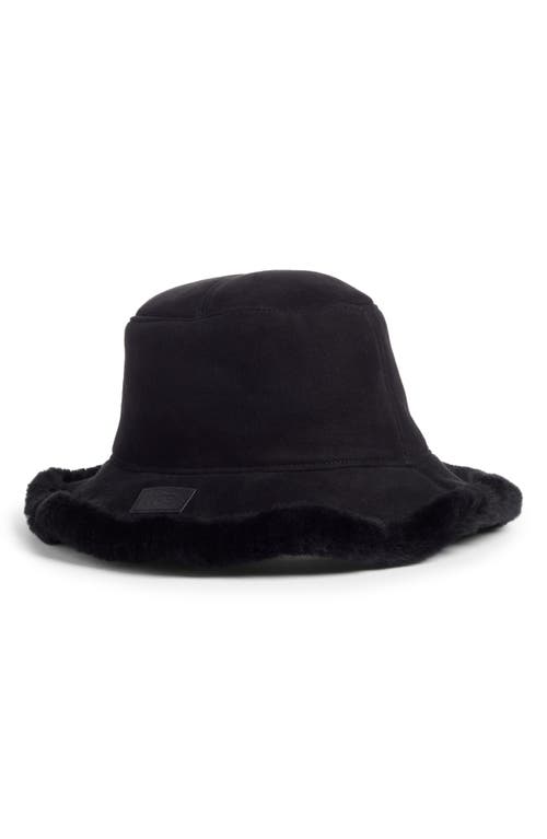 UGG(r) Genuine Shearling Trim Bucket Hat in Black