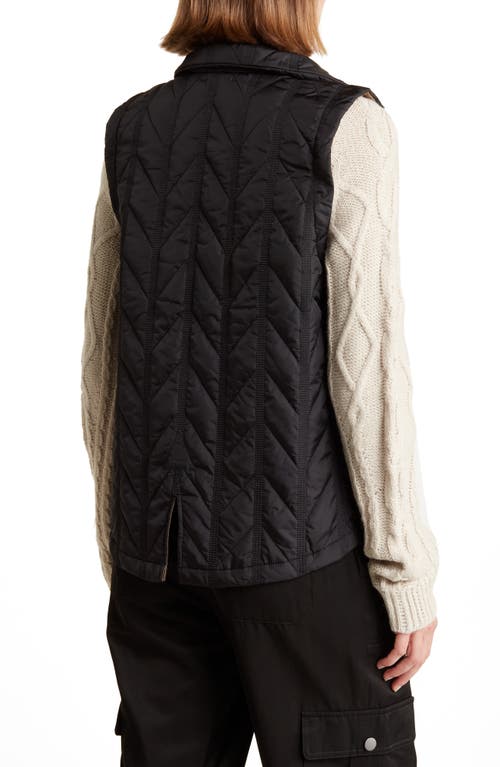 Democracy Mock Neck Quilted Two-fer Jacket In Black/stone