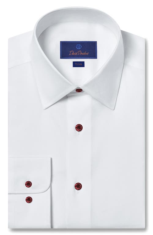 Shop David Donahue Trim Fit Solid Cotton Dress Shirt In White