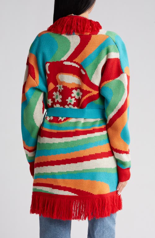 Shop Vici Collection Let The Good Things Roll Cardigan In Red/green/blue Multi