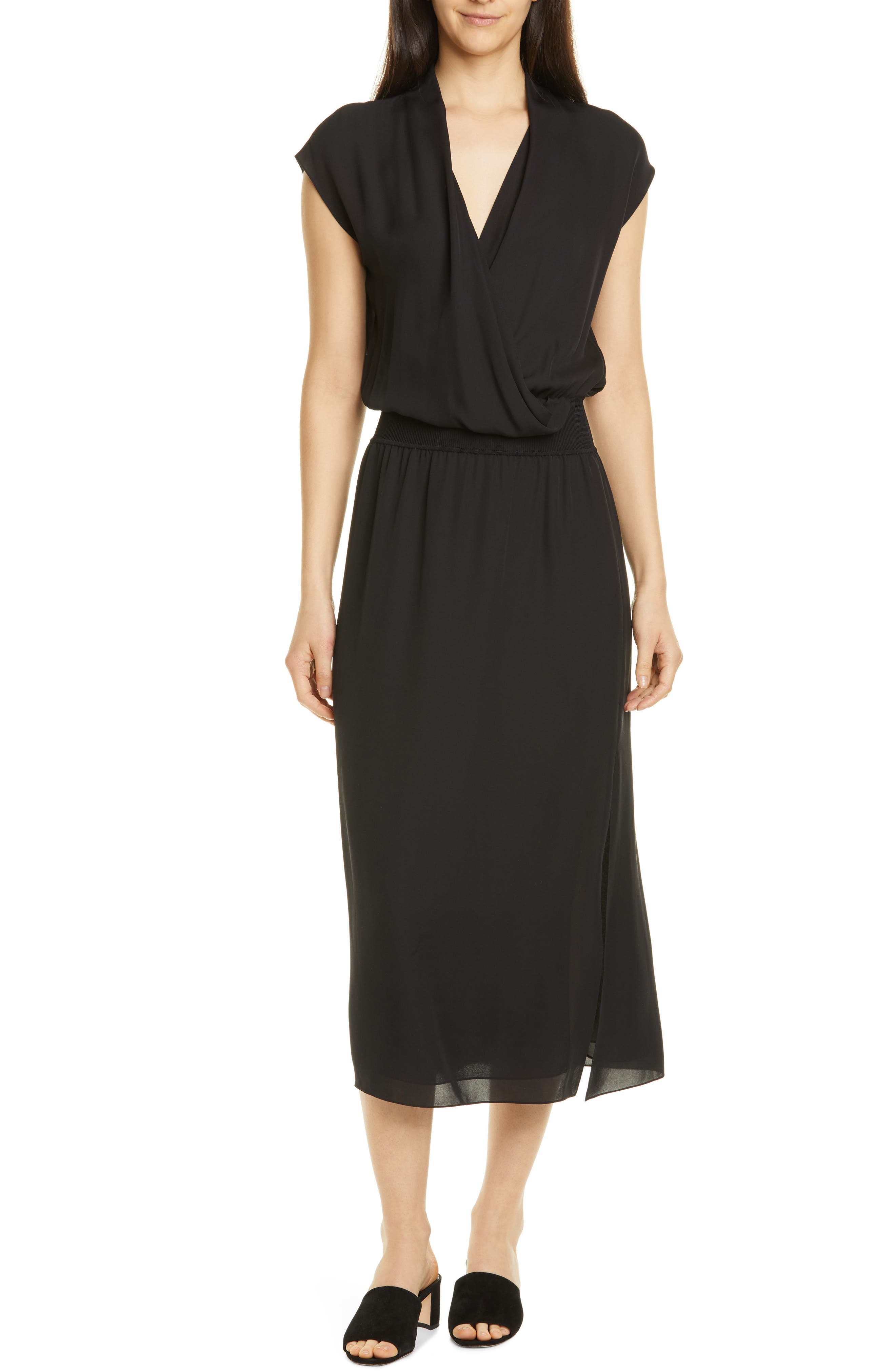 Theory Silk Midi Dress, Black