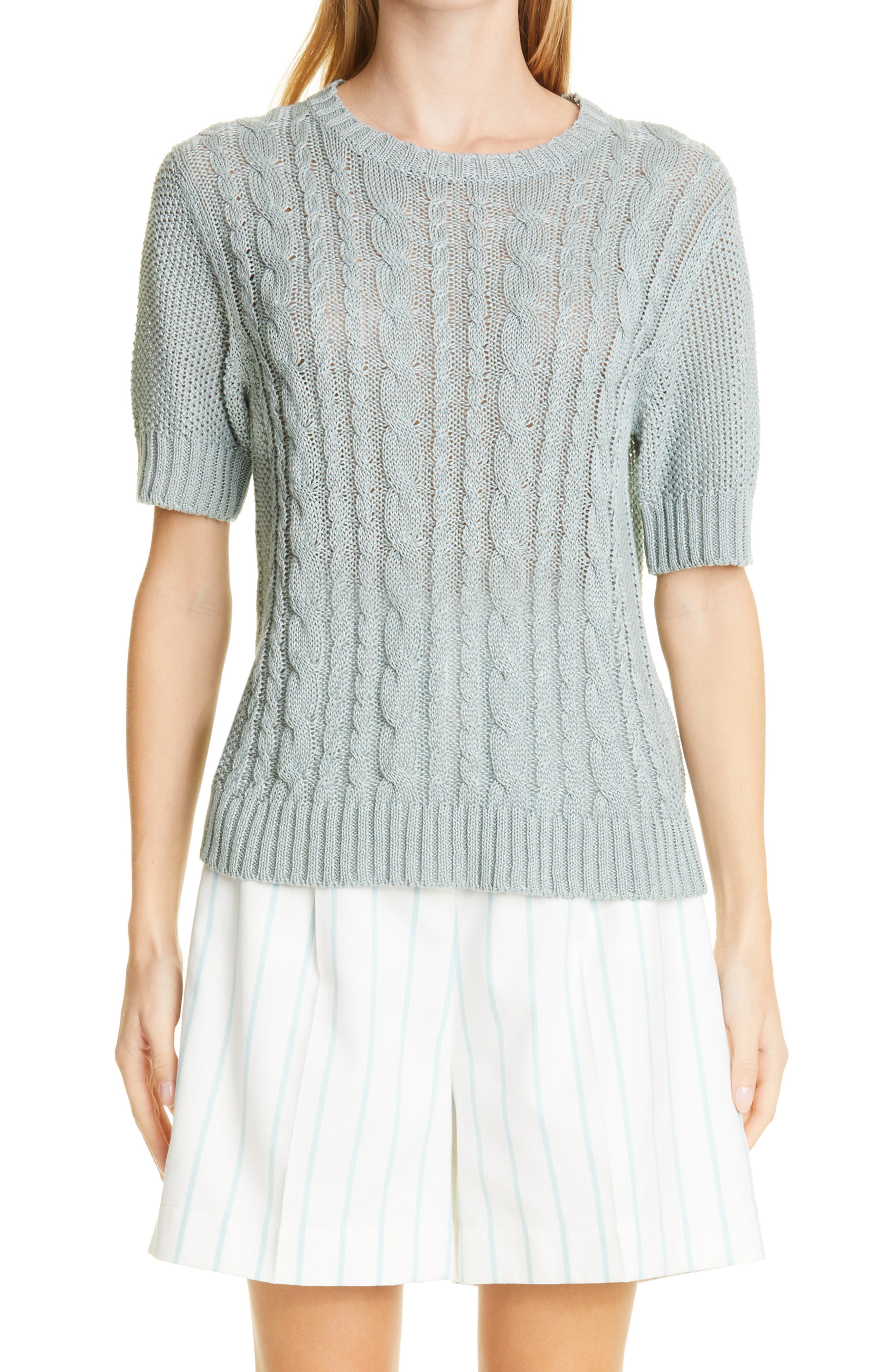 Short Sleeve Cable Knit Sweater | Nordstrom