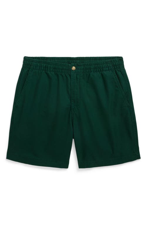 Shop Polo Ralph Lauren Classic Fit Flat Front Elastic Waist Chino Shorts In Moss Agate