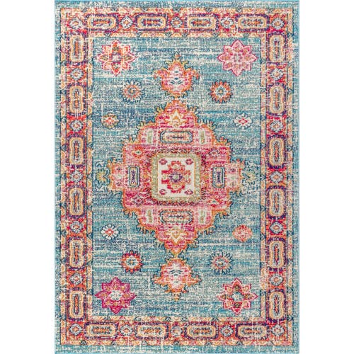 Jonathan Y Bohemian Flair Boho Vintage Medallion Area Rug In Blue/red