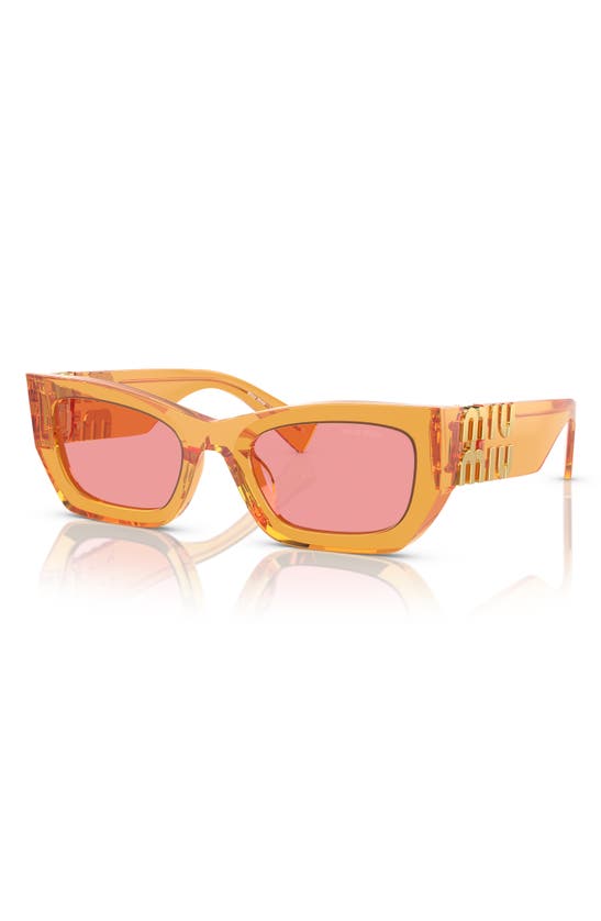 Shop Miu Miu 53mm Rectangular Sunglasses In Orange