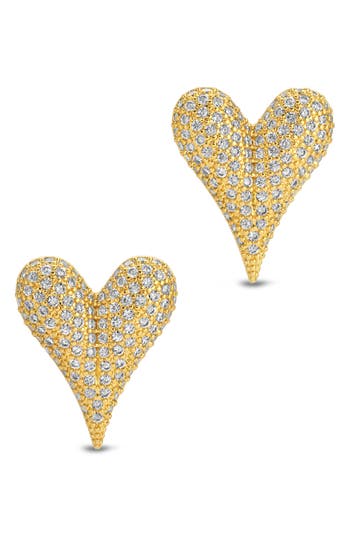 Eye Candy Los Angeles Love Cubic Zirconia Stud Earrings In Gold