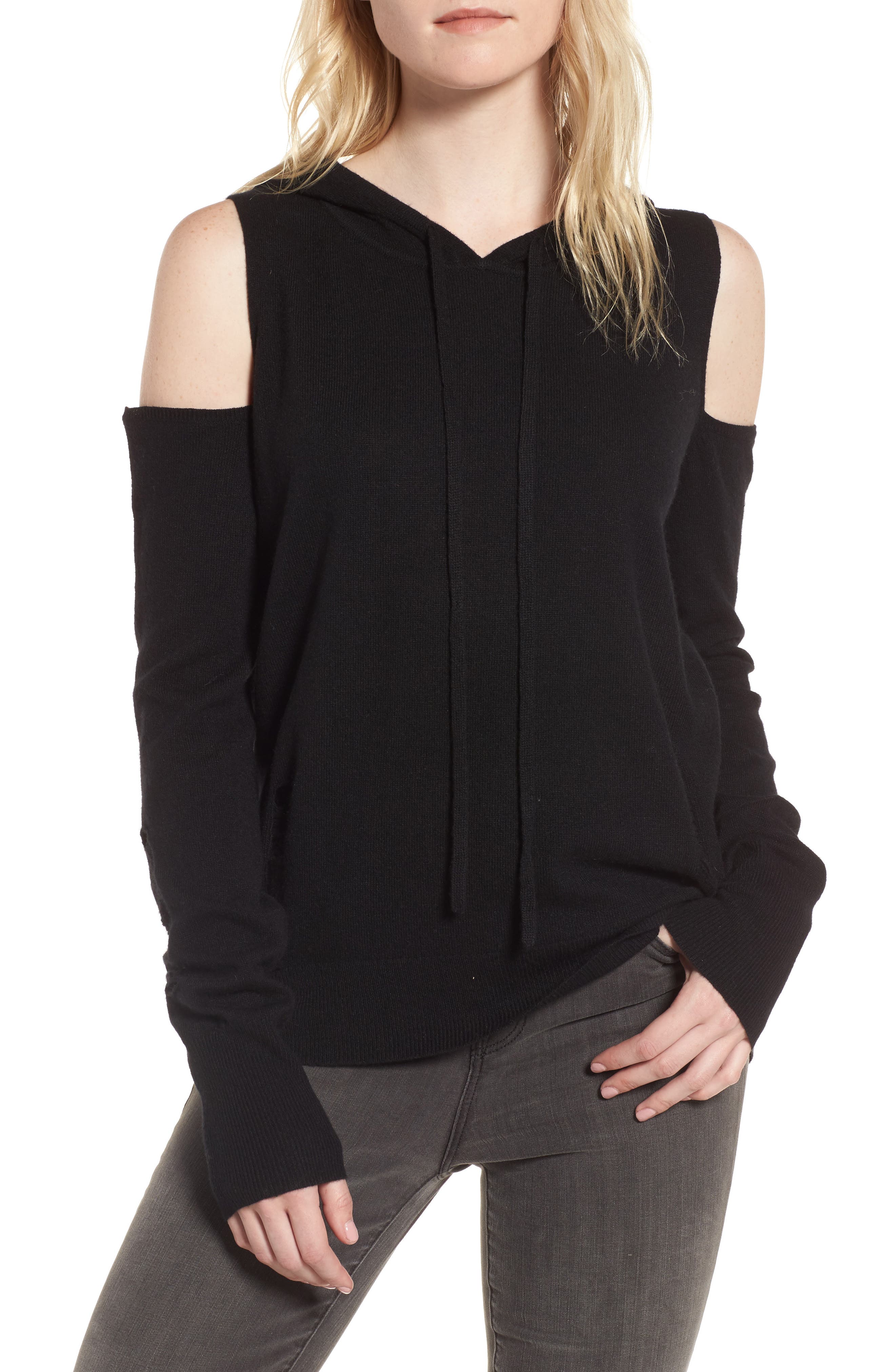 shoulderless hoodie