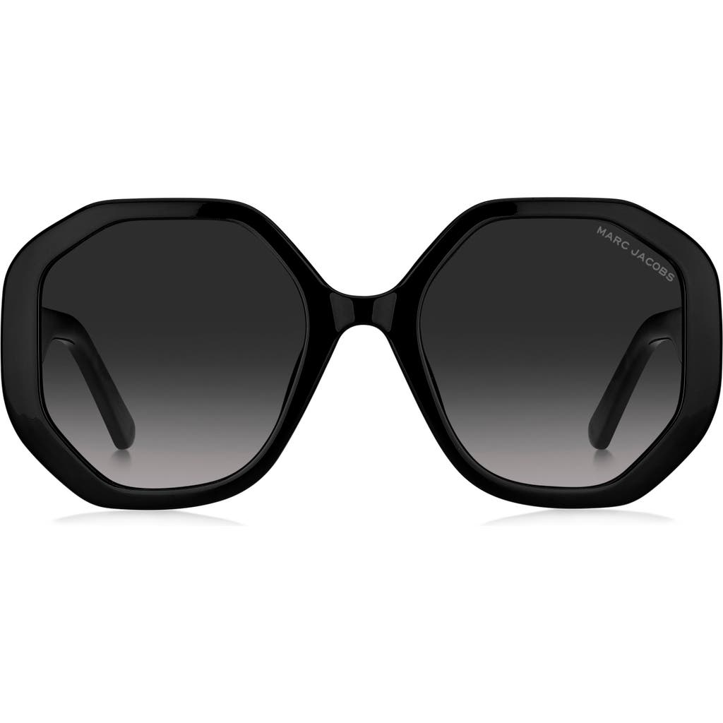 Shop Marc Jacobs 53mm Gradient Round Sunglasses In Black/grey Shaded