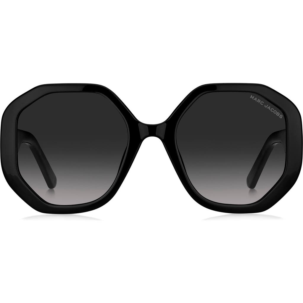 Marc Jacobs 53mm Gradient Round Sunglasses In Black/grey Shaded