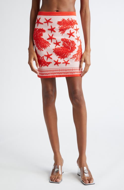 Shop Versace Trésor De La Mer Jacquard Skirt In Coral/dusty Rose