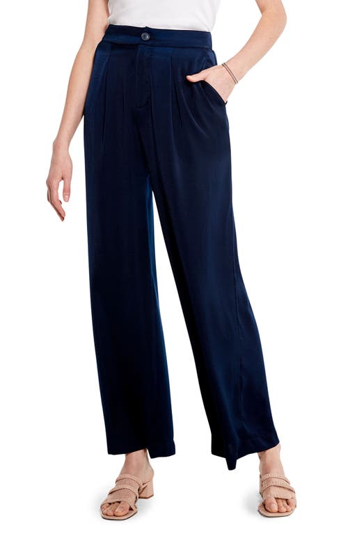 NIC+ZOE Drape Pleated Velvet Wide Leg Pants in Dark Indigo