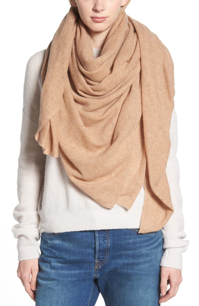HALOGEN<SUP>®</SUP> Lightweight Cashmere Scarf, Main, color, TAN INDOCHINE HEATHER