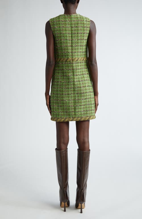 Shop St John St. John Collection Metallic Eyelash Tweed Sleeveless Dress In Cypress/moss Multi