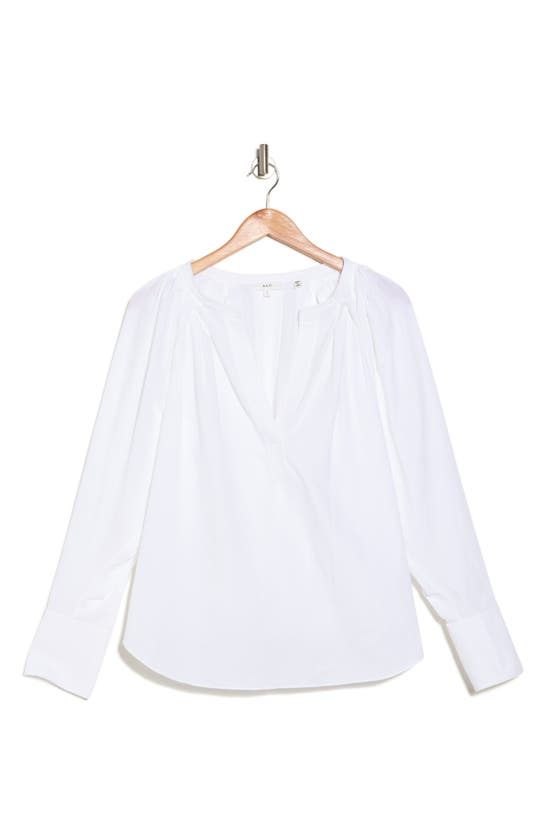 Shop A.l.c . Nomad Split Neck Long Sleeve Cotton Top In White