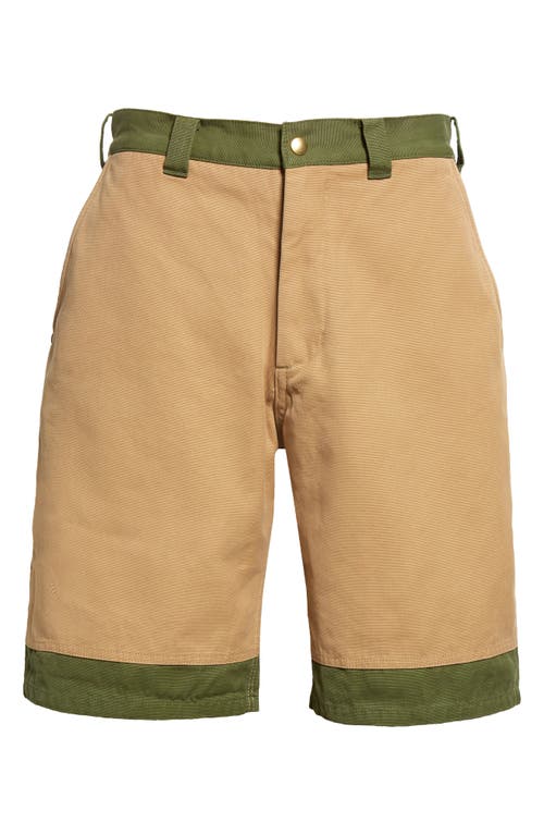 BEAMS Hard Twisted Cotton Oxford Cloth Logger Shorts in Panel 90