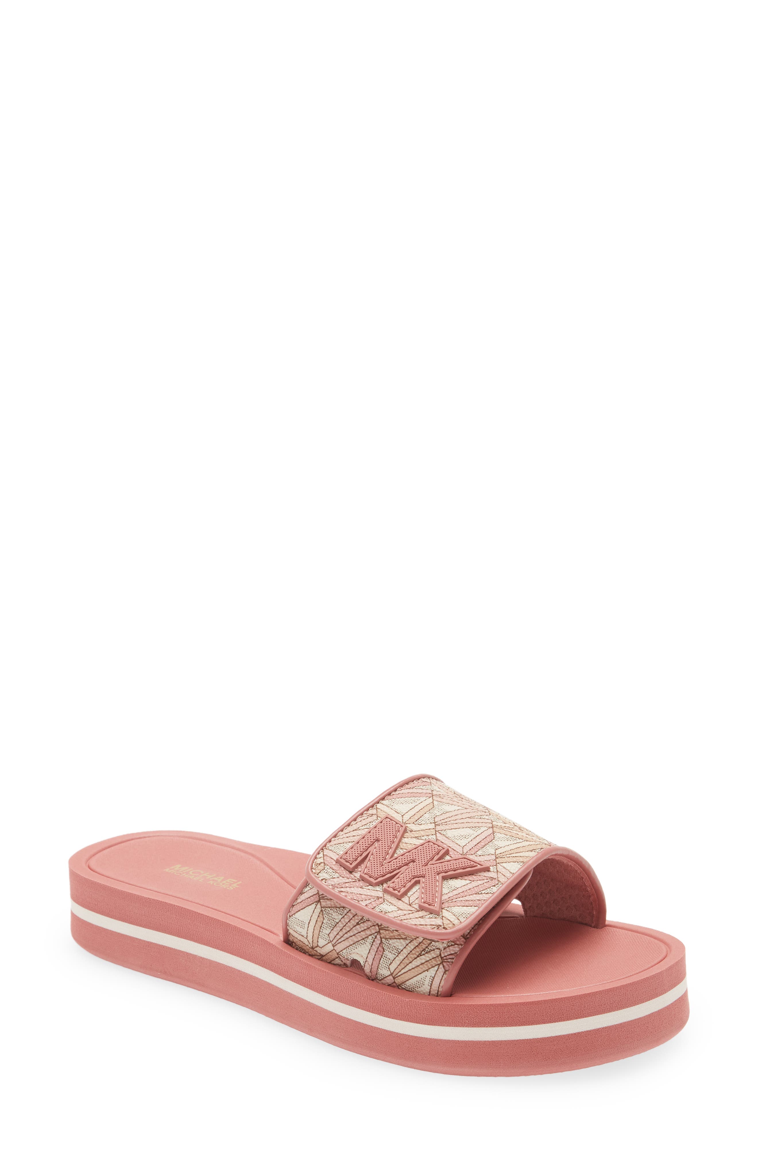 brown michael kors slides
