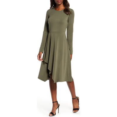 Leota Gemma Crepe Pleat Knit Dress, Green