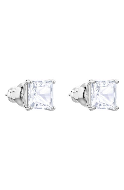 Swarovski Attract Princess Stud Earrings In Silver/clear Crystal