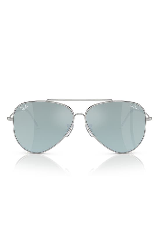 Shop Ray Ban Ray-ban Reverse 62mm Oversize Aviator Sunglasses In Grey Silver