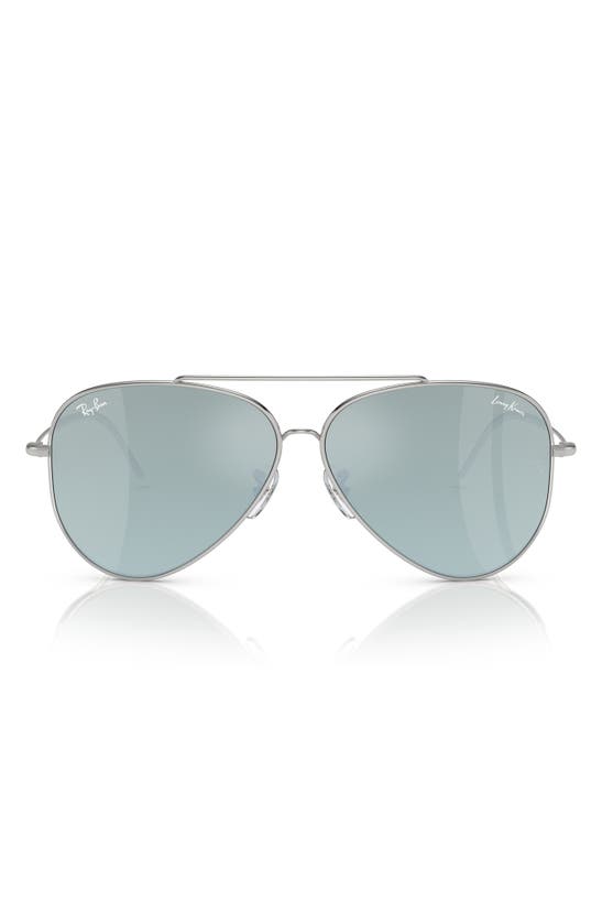 Ray Ban Reverse 62mm Oversize Aviator Sunglasses In Grey Silver