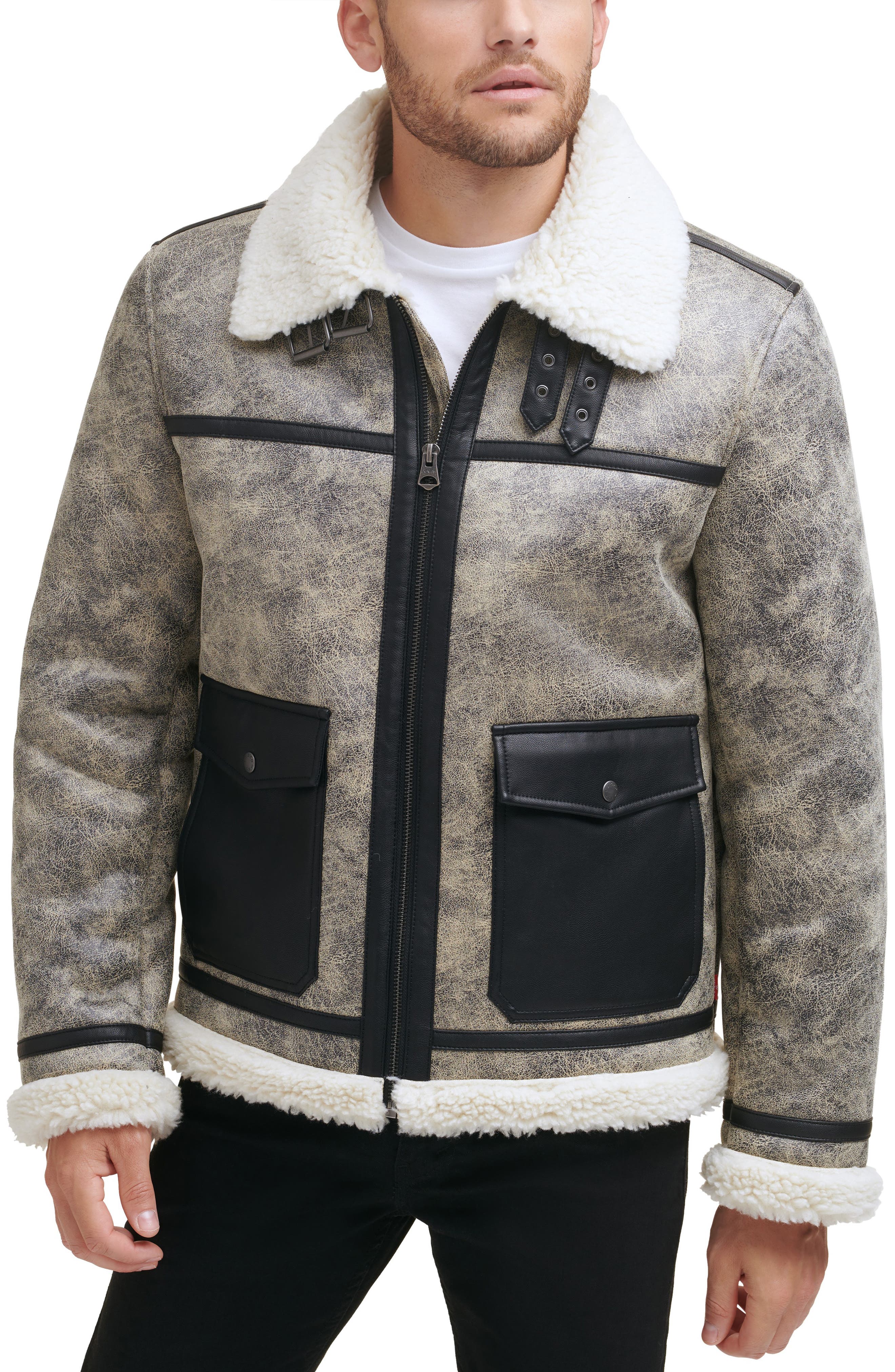 mens levi jacket with fur