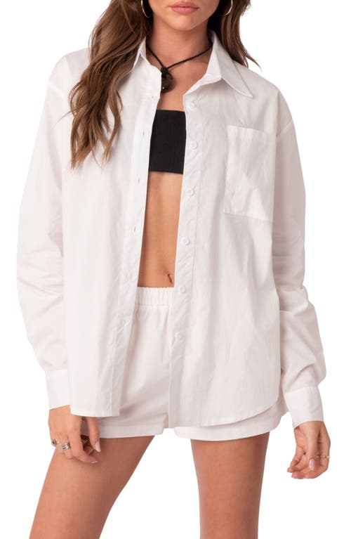 EDIKTED Long Sleeve Button-Up Shirt White at Nordstrom,