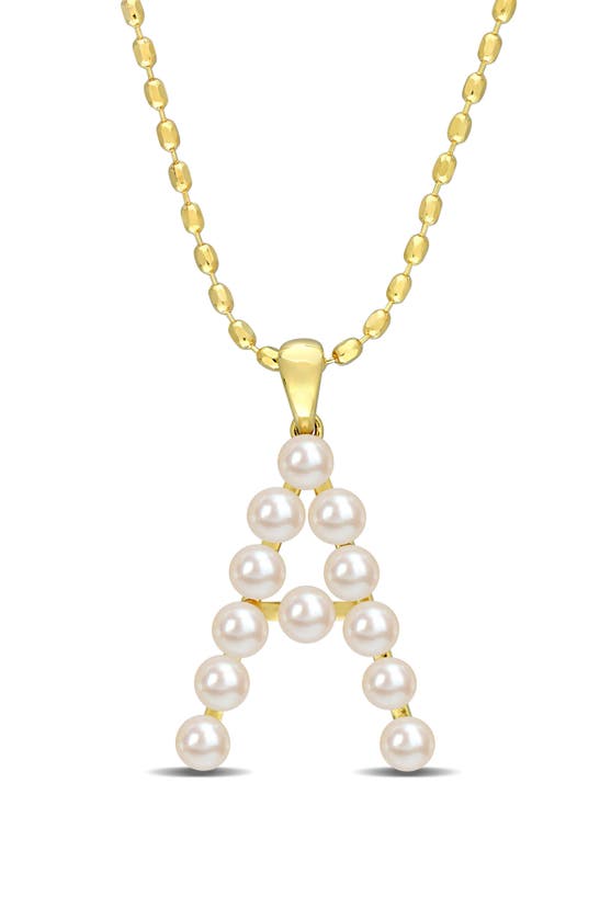 DELMAR DELMAR 3.5-4MM FRESHWATER CULTURED PEARL INITIAL PENDANT NECKLACE