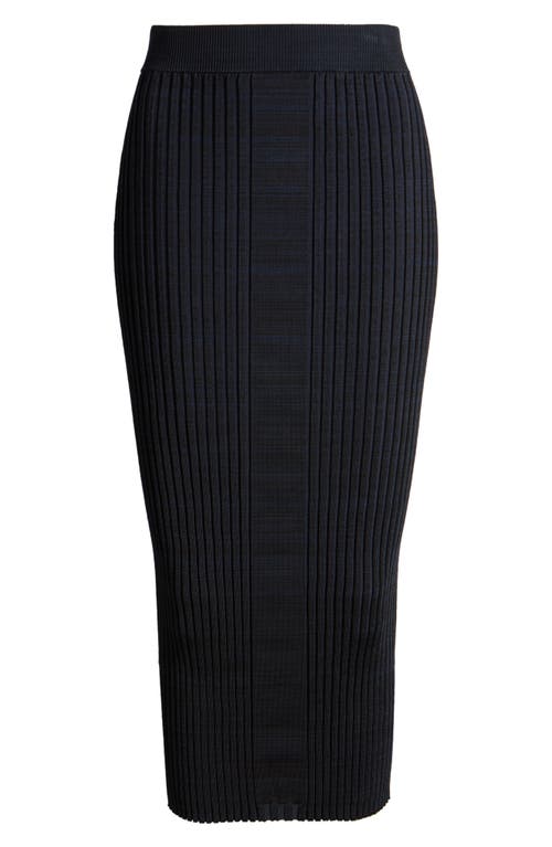 Shop Hugo Boss Boss Farmina Midi Sweater Skirt In Black Stripe