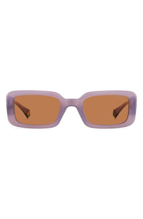 52mm Polarized Rectangular Sunglasses in Lilac/Copper Polarized