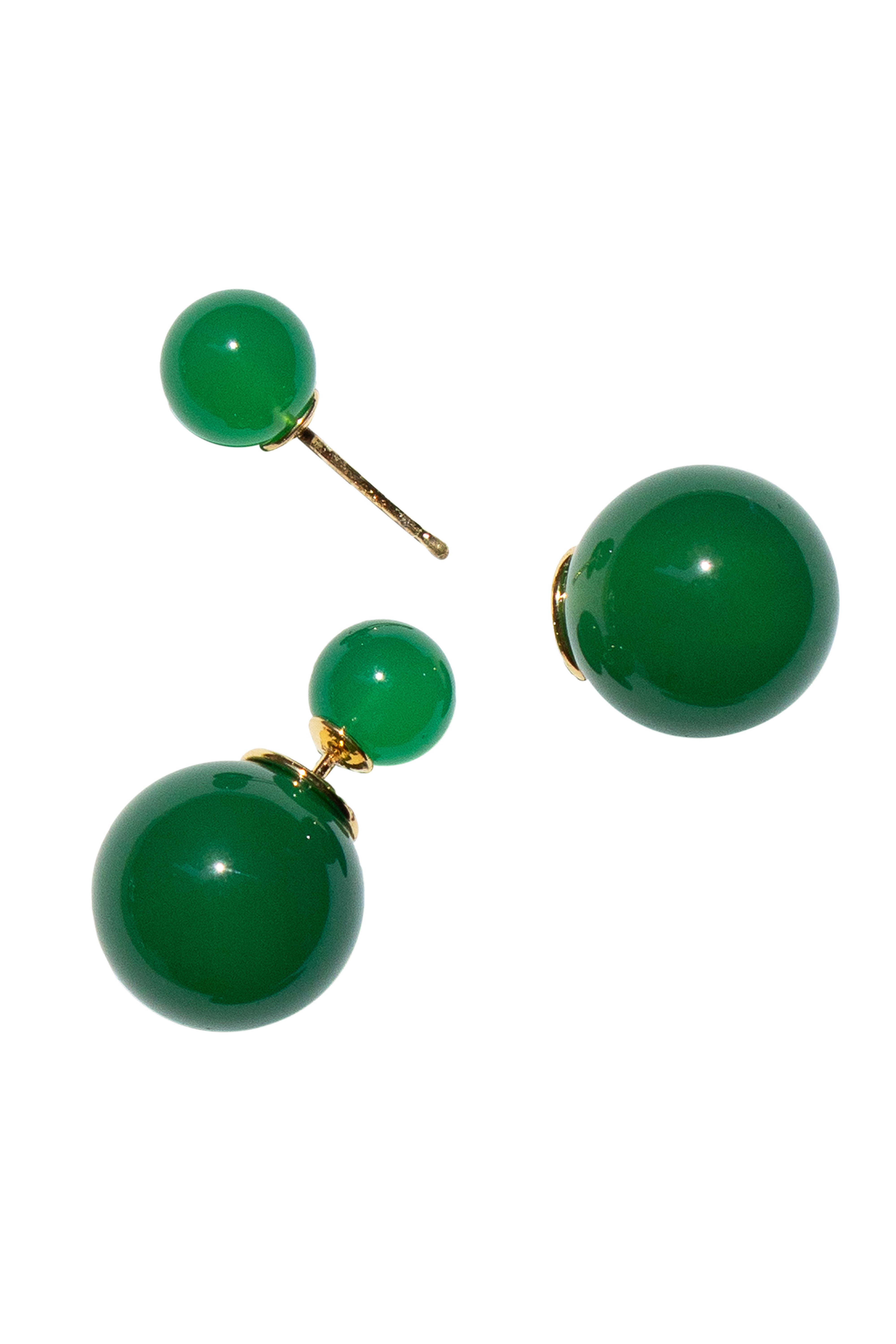 seree Orbit Duo Double ended jade stone stud earrings in Bright Green Cover