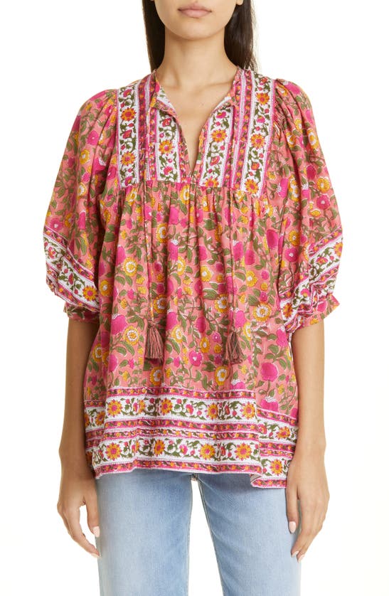 Mille Women's Thalia Printed Cotton Top In Passion Fruit
