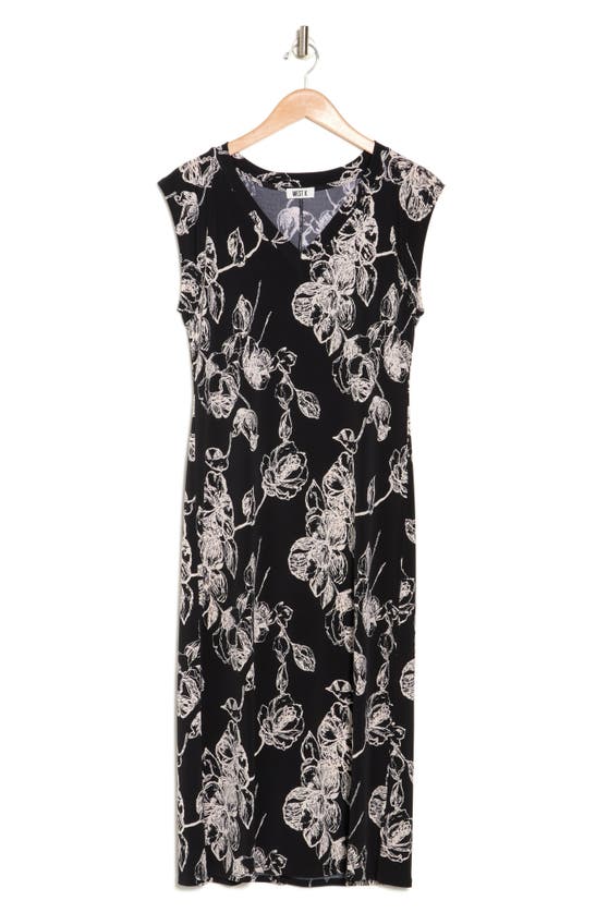 West Kei Floral V-neck Knit Midi Dress In Black Paisley | ModeSens