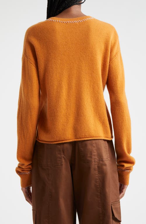 Shop Atm Anthony Thomas Melillo Whipstitch Trim Cashmere Sweater In Cornelian Stone