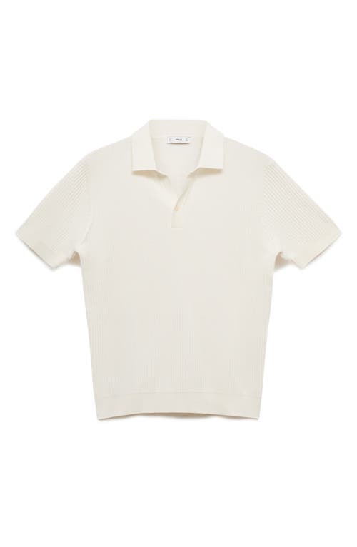 Mango Cotton Rib Polo In Off White