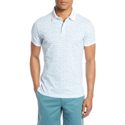 Bonobos Slim Fit Palm Print Pique Polo White