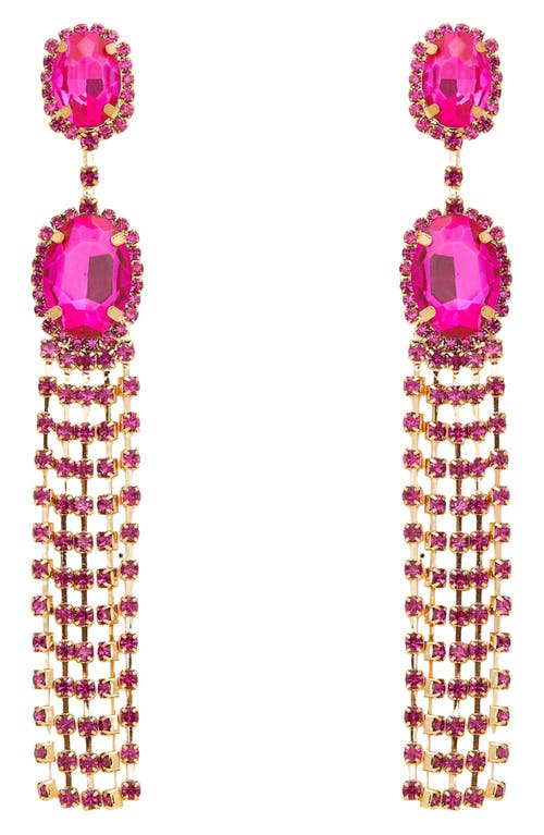 Wolf Crystal Chandelier Drop Earrings in Pink