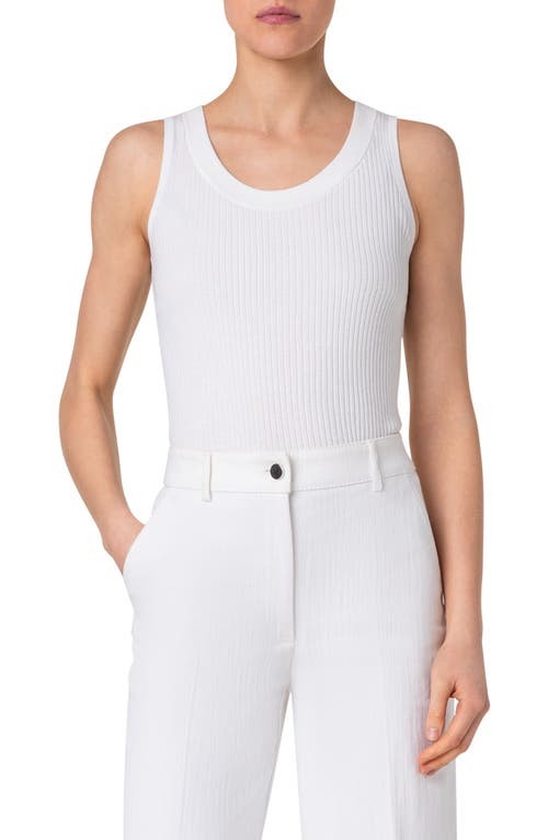 Akris Punto Crewneck Cotton Rib Tank Top In Cream