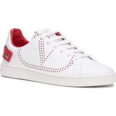 Valentino Garavani Backnet Perforated Sneaker, White