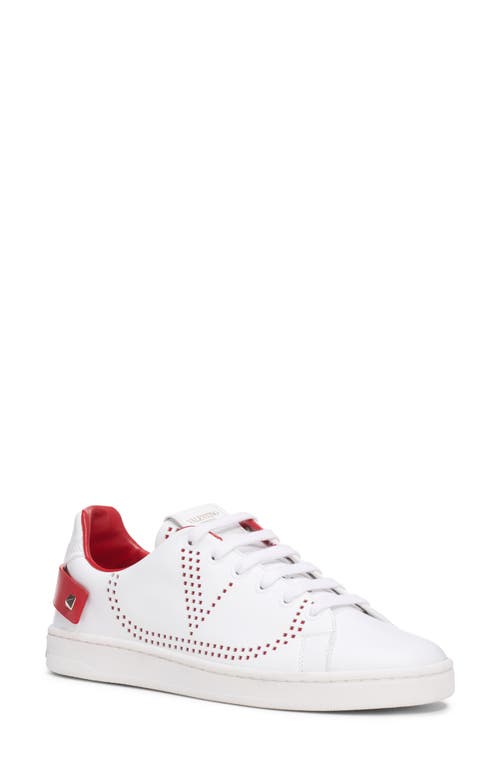 Valentino Garavani Backnet Perforated Sneaker In White/red