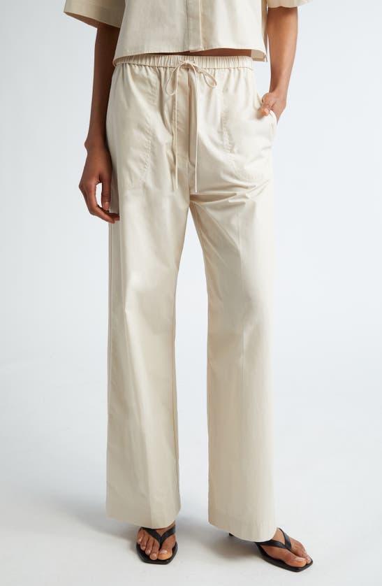 Shop Totême Toteme Organic Cotton Poplin Drawstring Pants In Stone