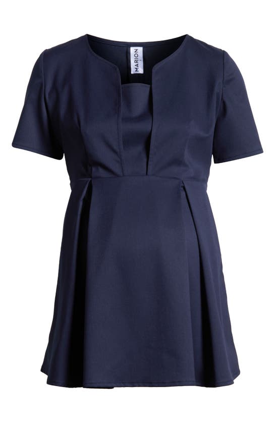Marion Short Sleeve Suit Materinty Top In Navy Blue