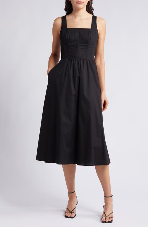 Sleeveless Corset Bodice Dress in Black